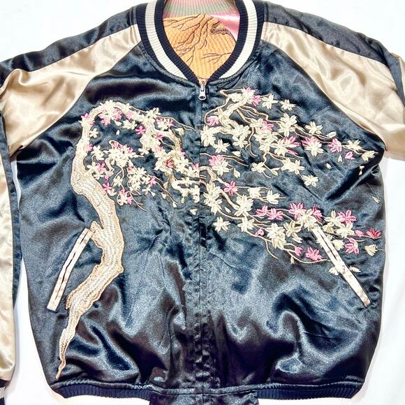Vintage Japanese Souvenir Jacket Women L/XL Sukajan Reversible Embroidered Used - Picture 4 of 8